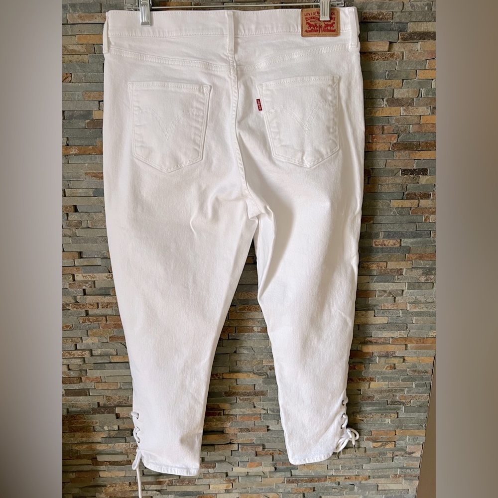 NWOT - Levi’s Womens Lace-Up Cropped Jeans - White - Size 31 - Picture 7 of 14